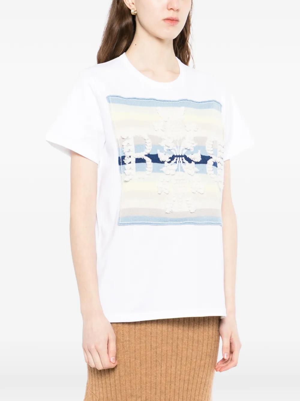 Barrie T-shirt met kasjmier patch en logo Wit