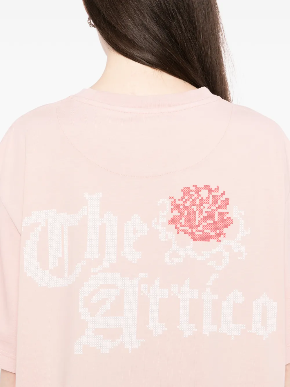 The Attico T-shirt met logoprint Roze