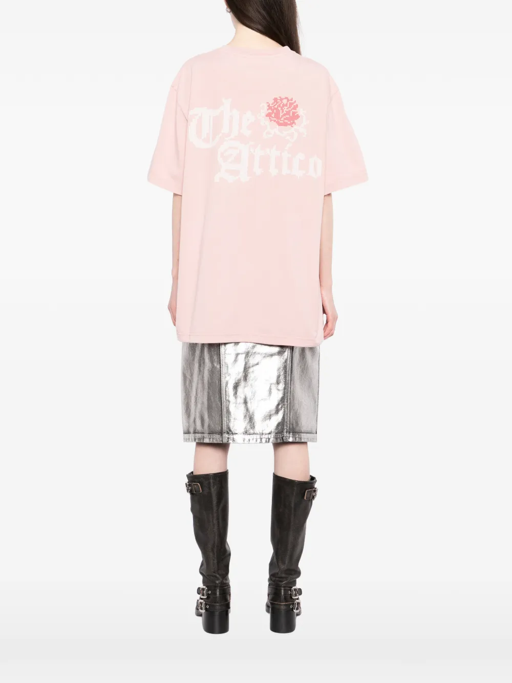 The Attico T-shirt met logoprint Roze
