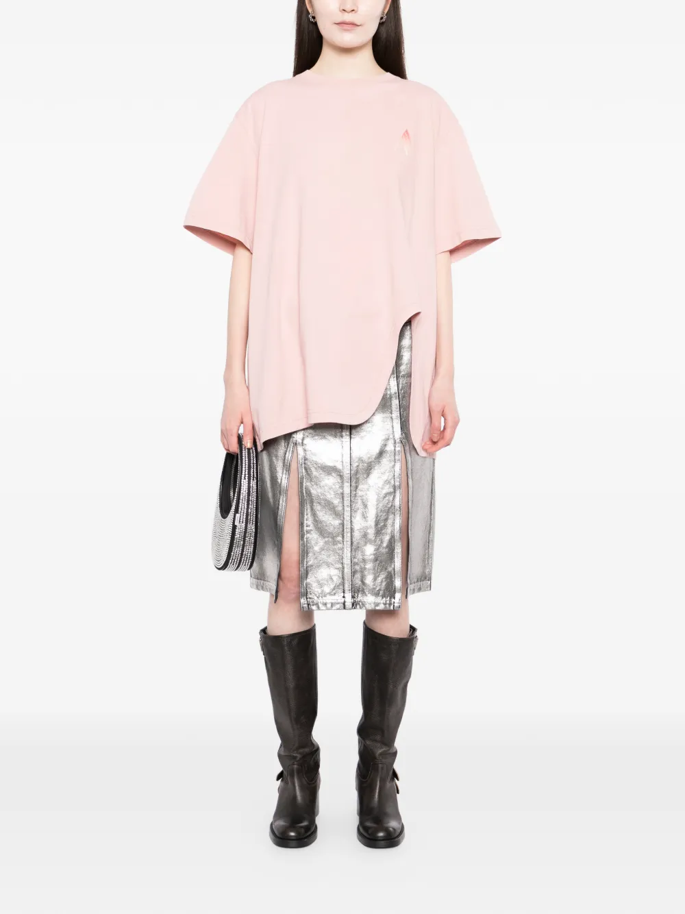 The Attico T-shirt met logoprint Roze