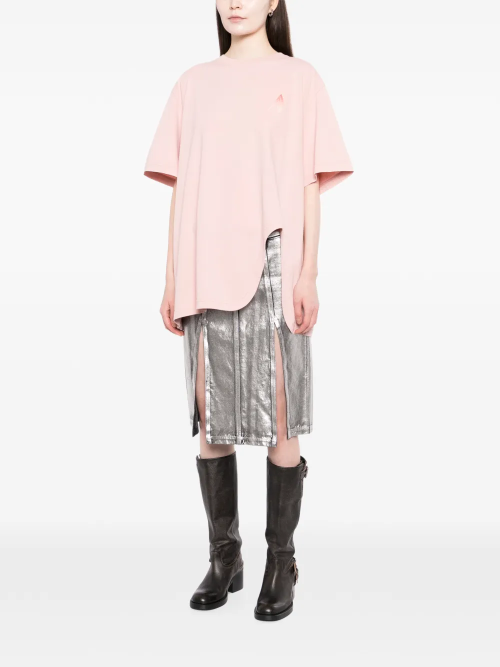 The Attico T-shirt met logoprint Roze