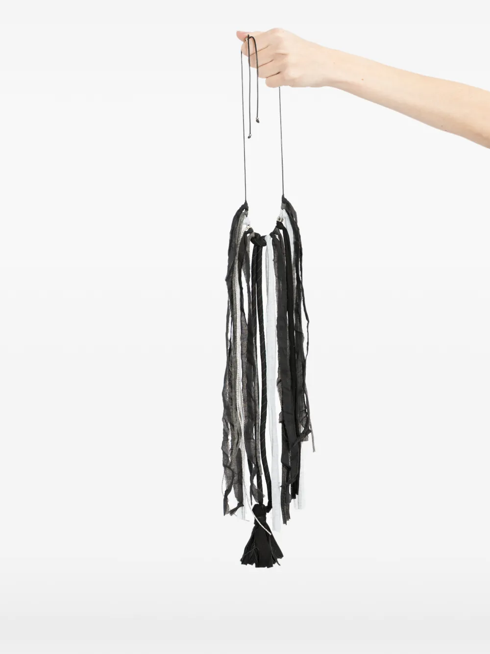  Open Yy Fringed Necklace - Black 