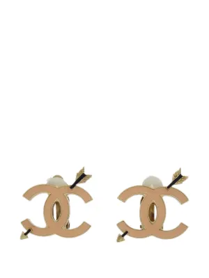 CHANEL Pre-Owned ココマーク カメリア ピアス | ゴールドトーン