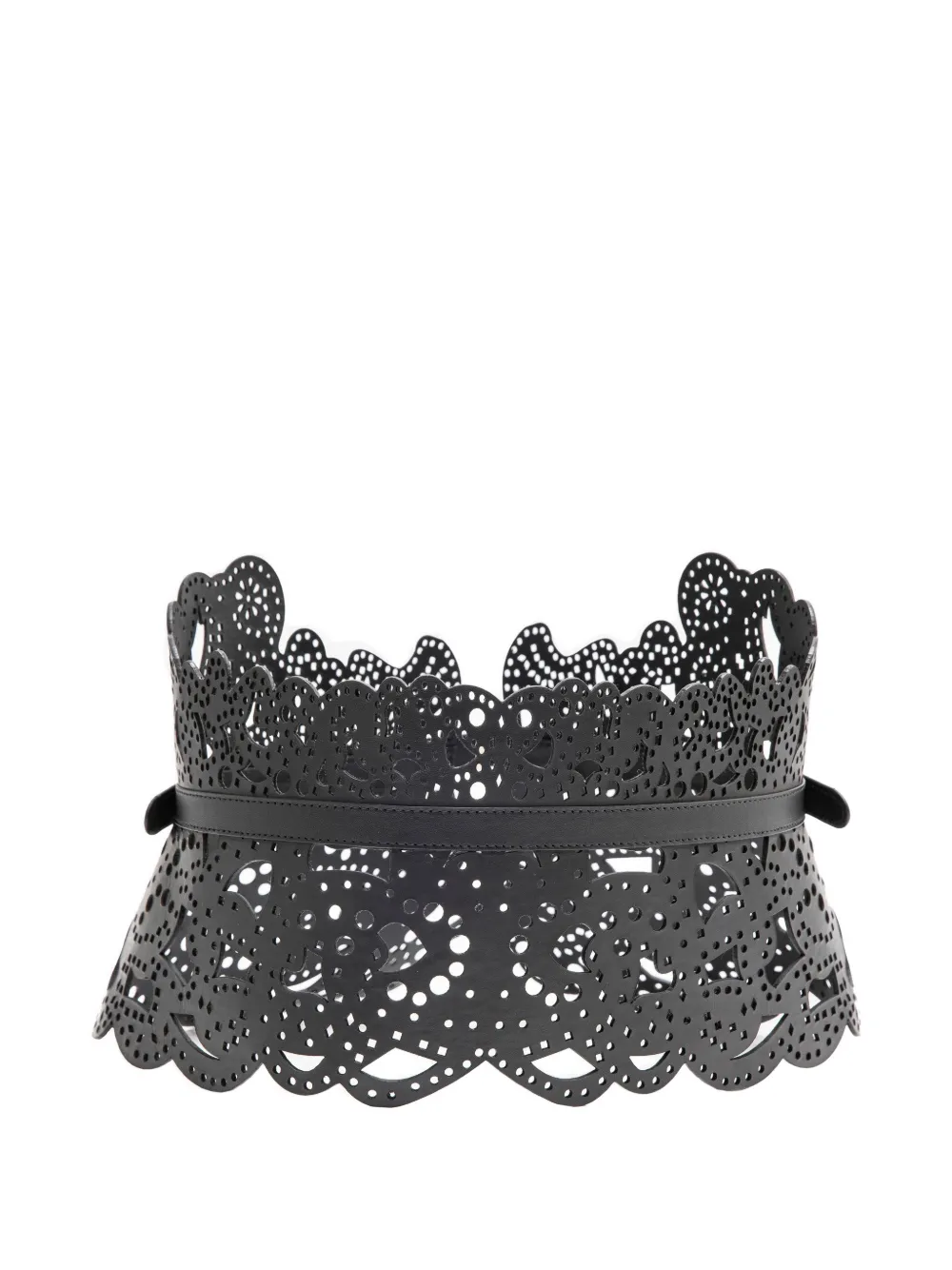 Saiid Kobeisy perforated leather belt - Zwart