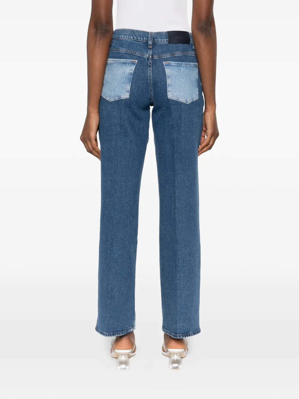 7 For All Mankind Straight jeans met contrasterende vlakken Blauw