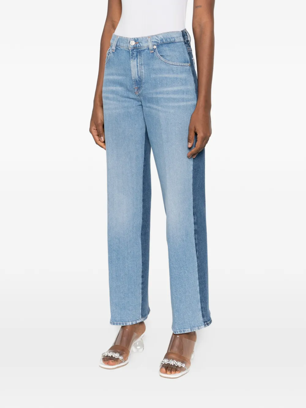 7 For All Mankind Straight jeans met contrasterende vlakken Blauw