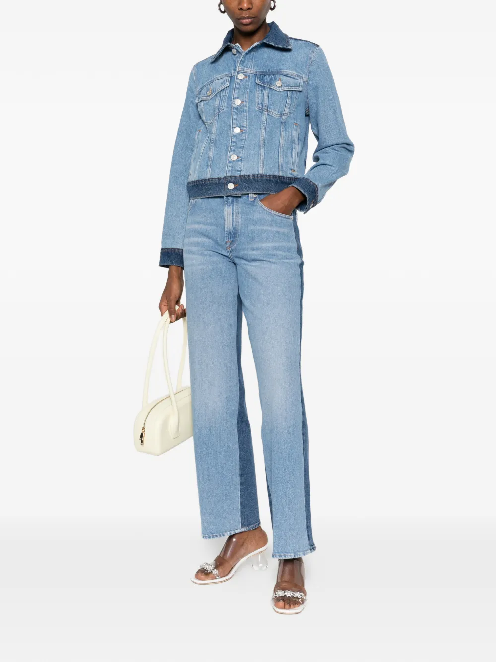 7 For All Mankind Straight jeans met contrasterende vlakken Blauw