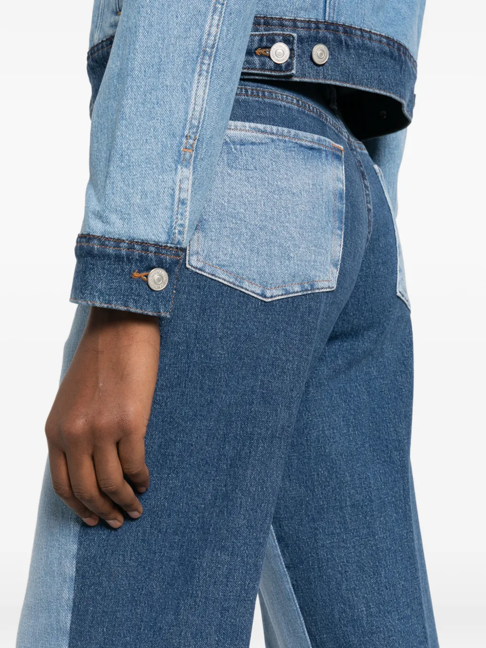 7 For All Mankind Straight jeans met contrasterende vlakken Blauw