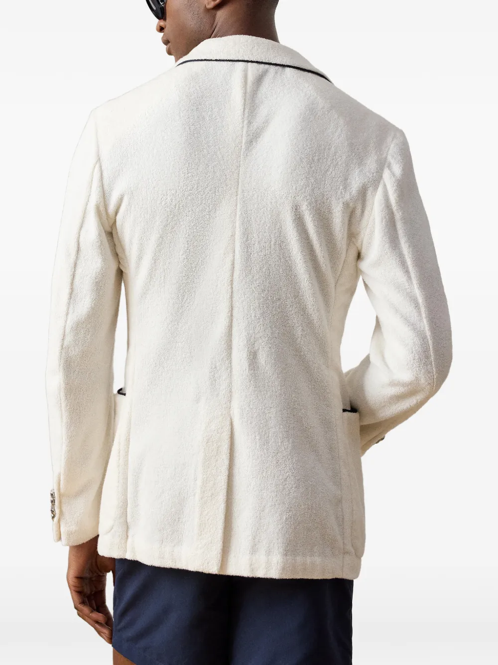 Ralph Lauren Purple Label Badstof blazer met borduurwerk Beige