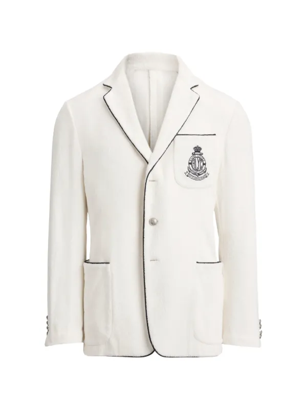 Ralph Lauren Purple Label Embroidered Terry Blazer in Neutrals