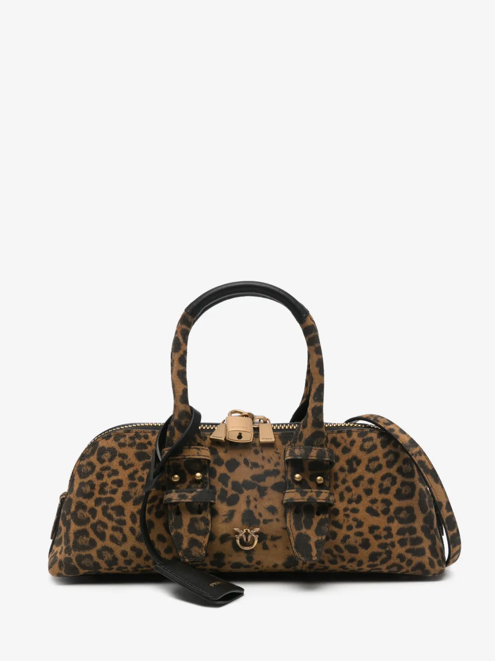 leopard-print padlock tote bag