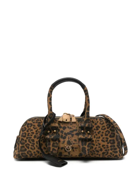 PINKO leopard-print padlock tote bag