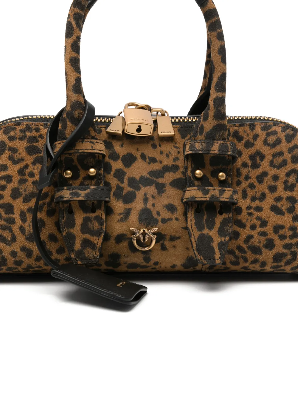PINKO Shopper met luipaardprint en hangslot Bruin