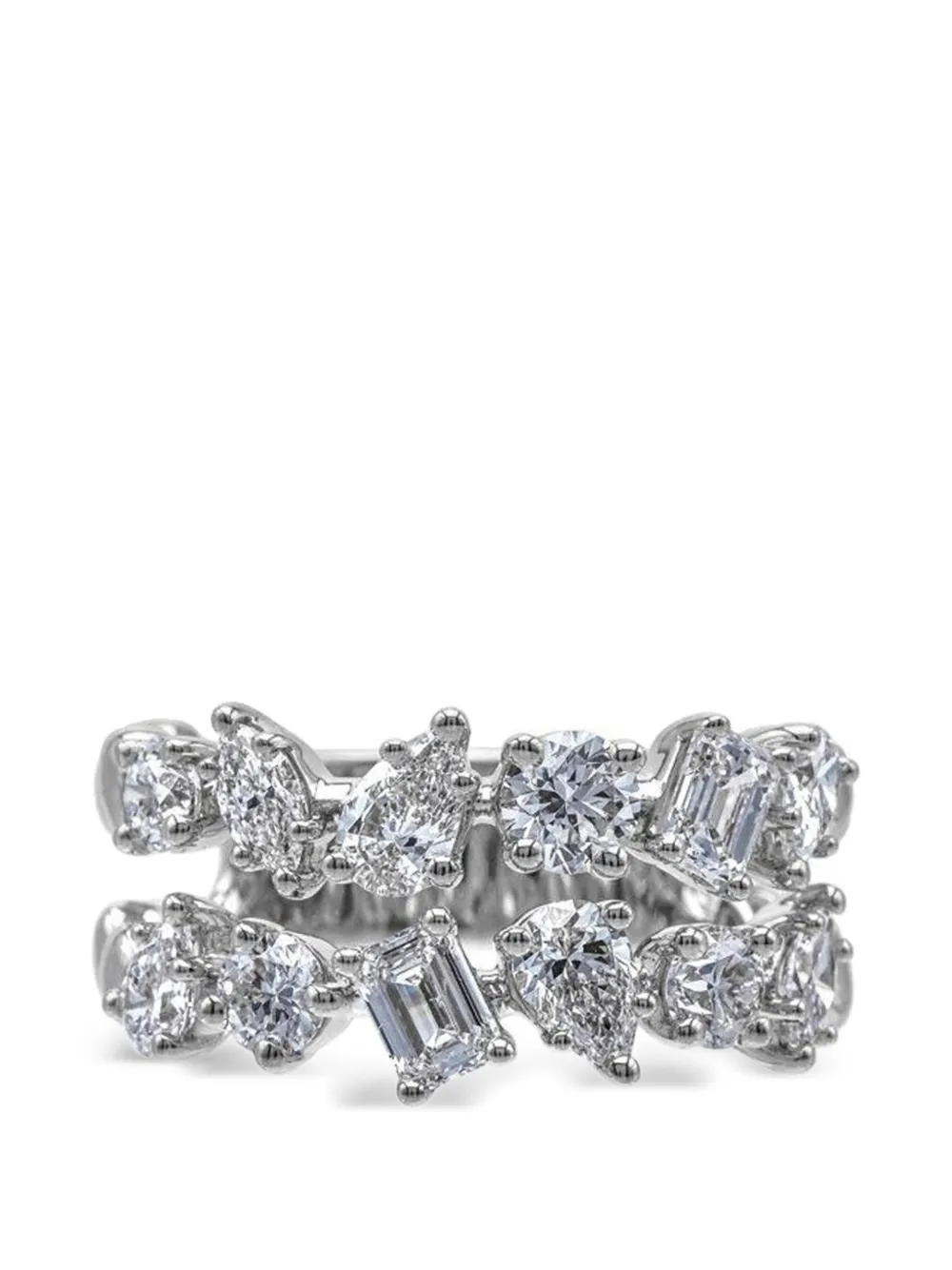 Azzaro diamond two-row ring - Argento