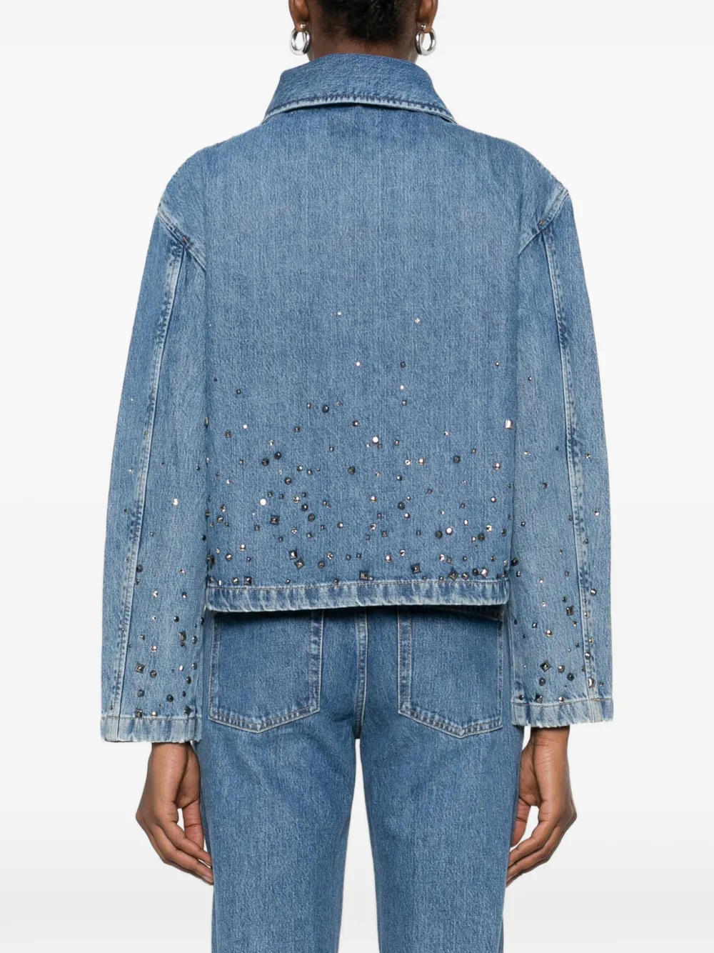 7 For All Mankind Verfraaid denim jack met rits Blauw
