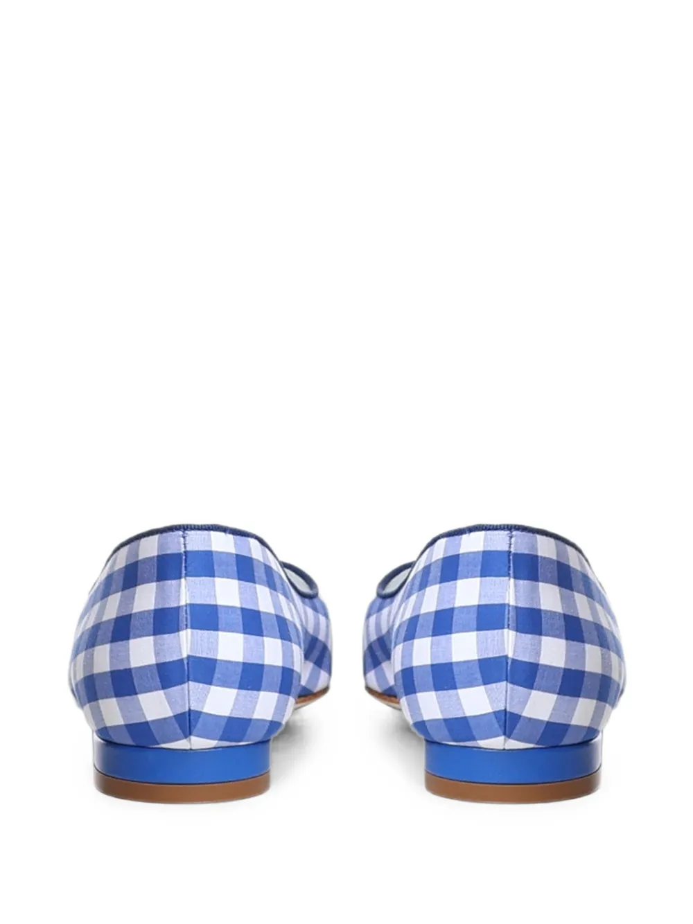 Manolo Blahnik Alexa gingham-print button-embellished pumps Blauw