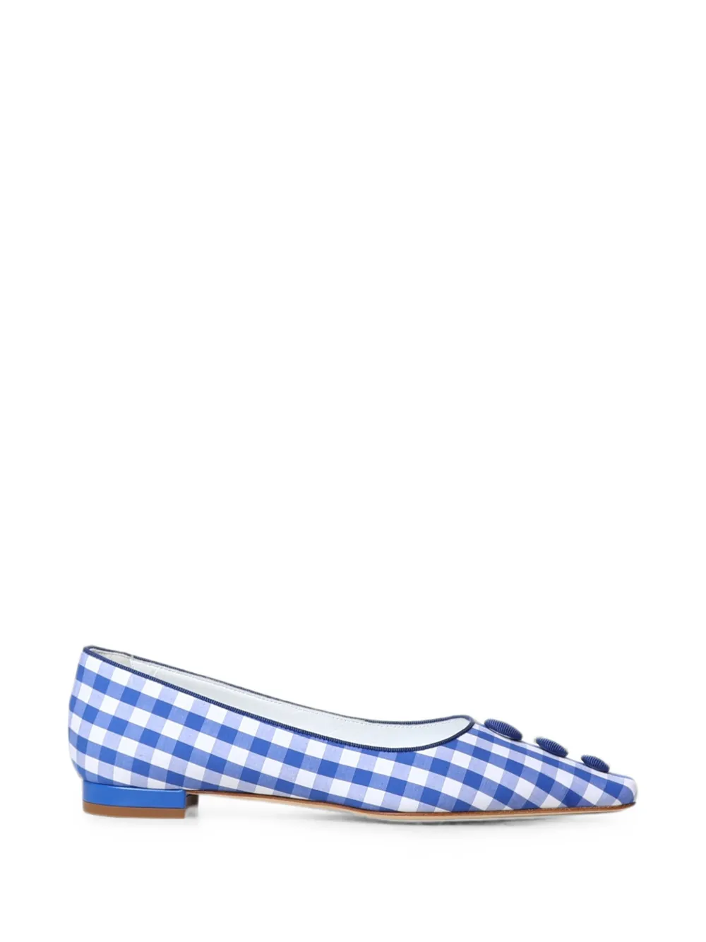 Manolo Blahnik Alexa gingham-print button-embellished pumps - Blau