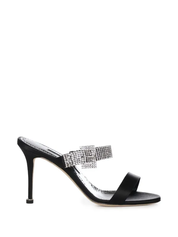 Manolo Blahnik Fibolta Jewelled Sandals in Black