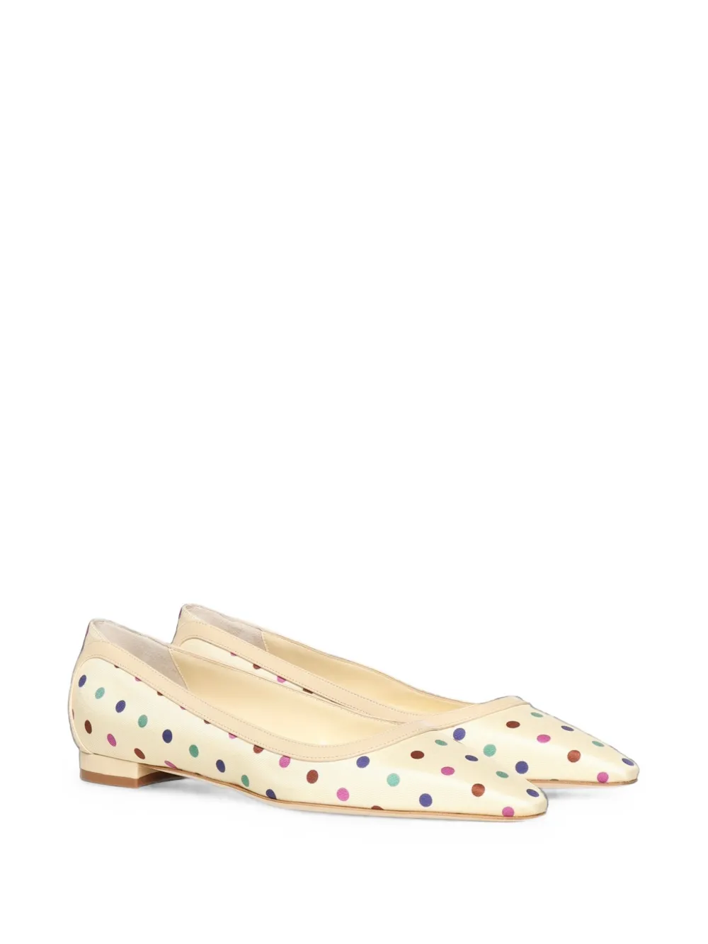 Manolo Blahnik polka-dot pointed-toe ballet flats Beige