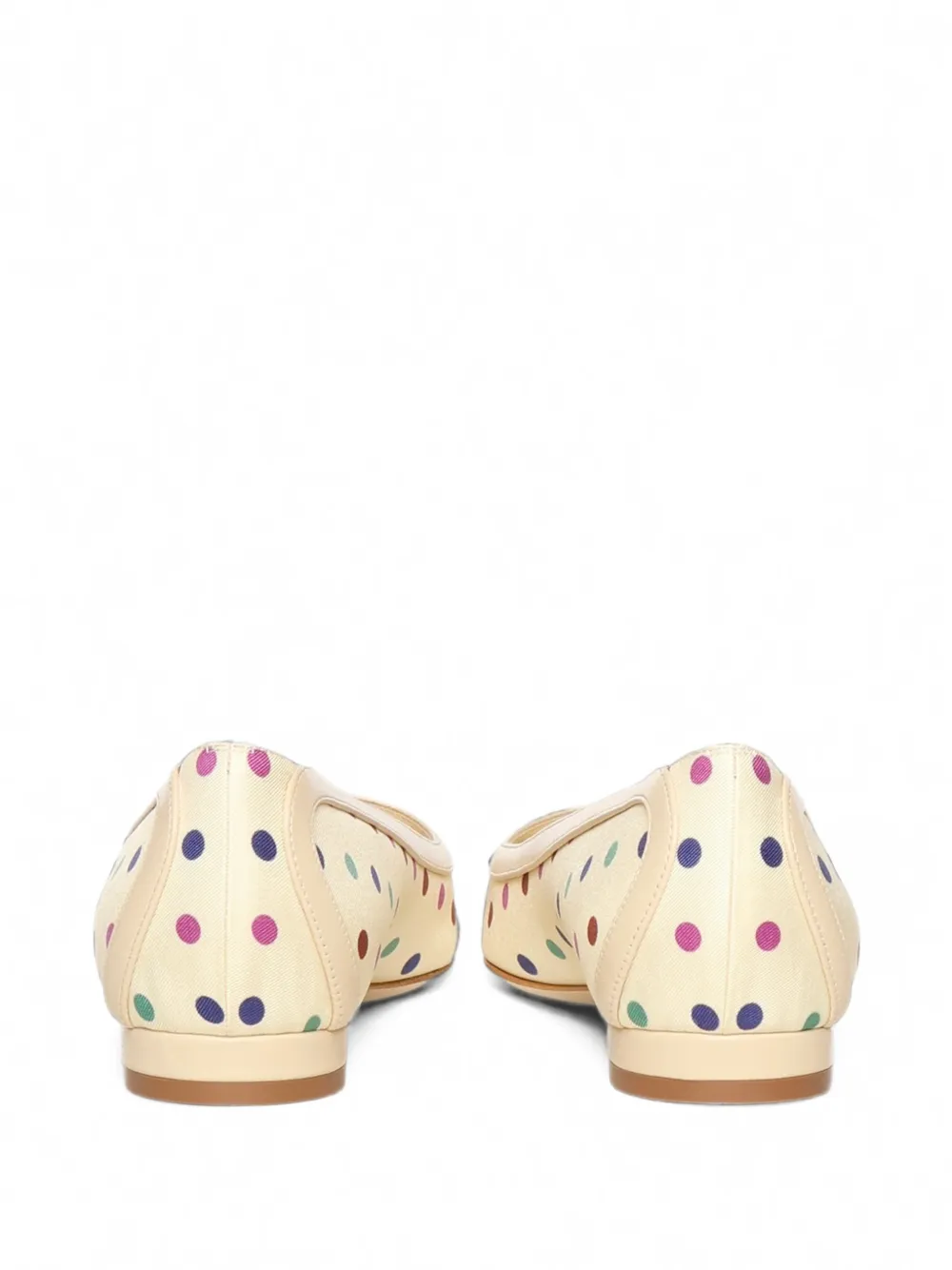 Manolo Blahnik polka-dot pointed-toe ballet flats Beige