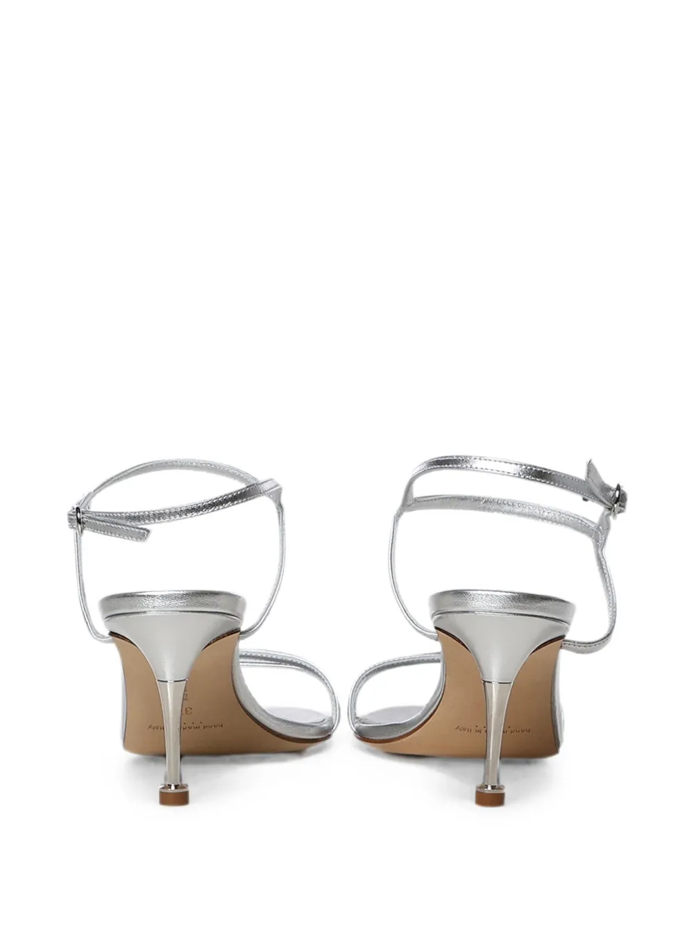 Manolo Blahnik metallic strappy sandals Zilver