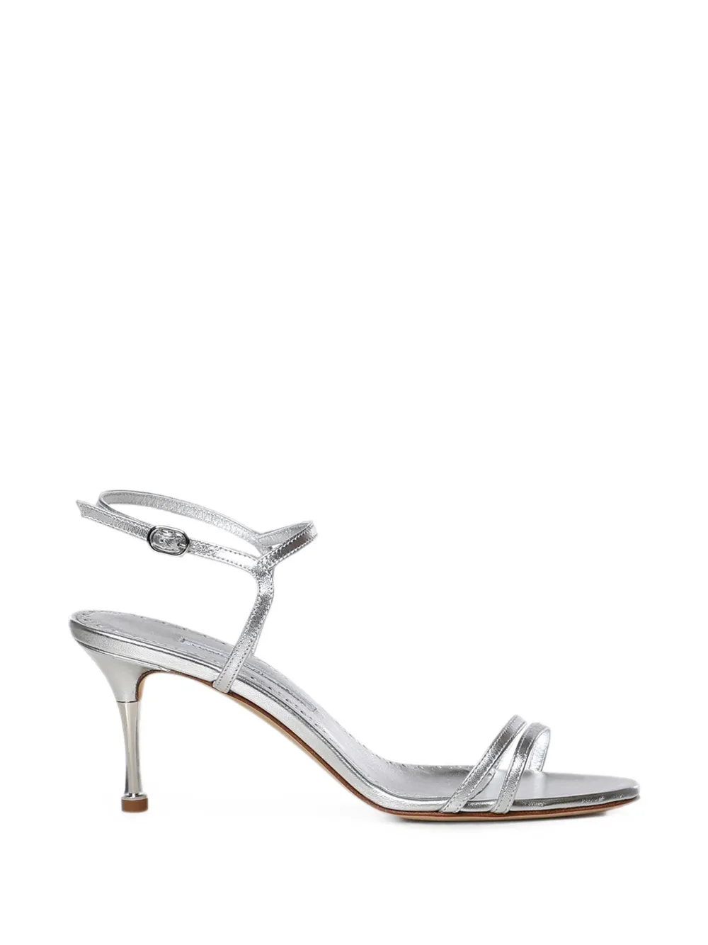 Manolo Blahnik metallic strappy sandals Zilver