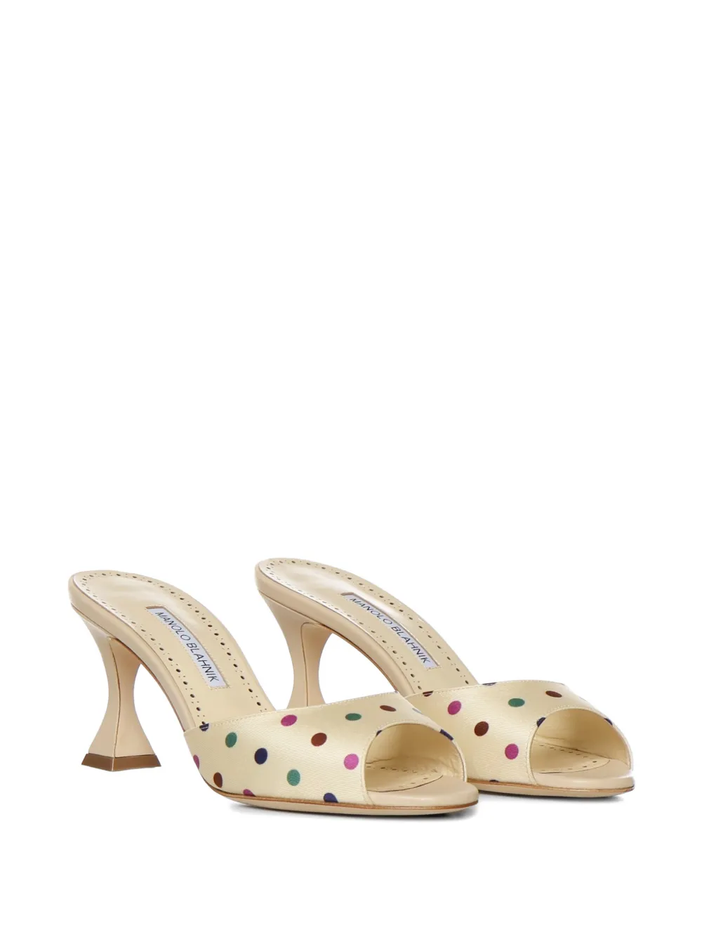 Manolo Blahnik JADARONAU polka-dot pattern mules Beige