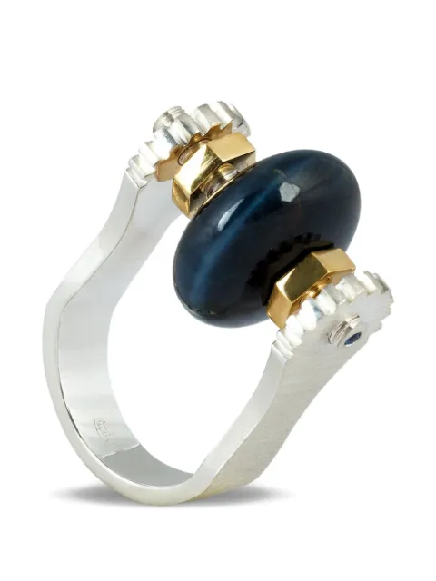 Amarin anillo con ojo de halcón y zafiro