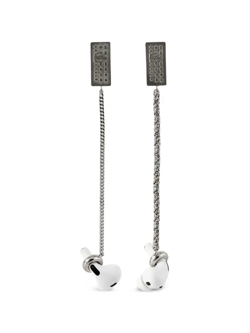MM6 Maison Margiela chain earphones earrings - Argento