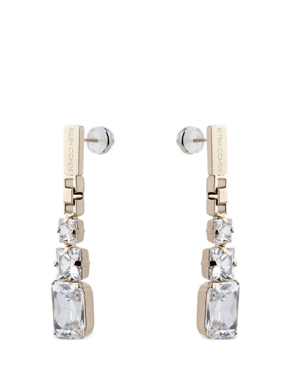 Ellen Conde Rectangular Crystal Earrings In Metallic