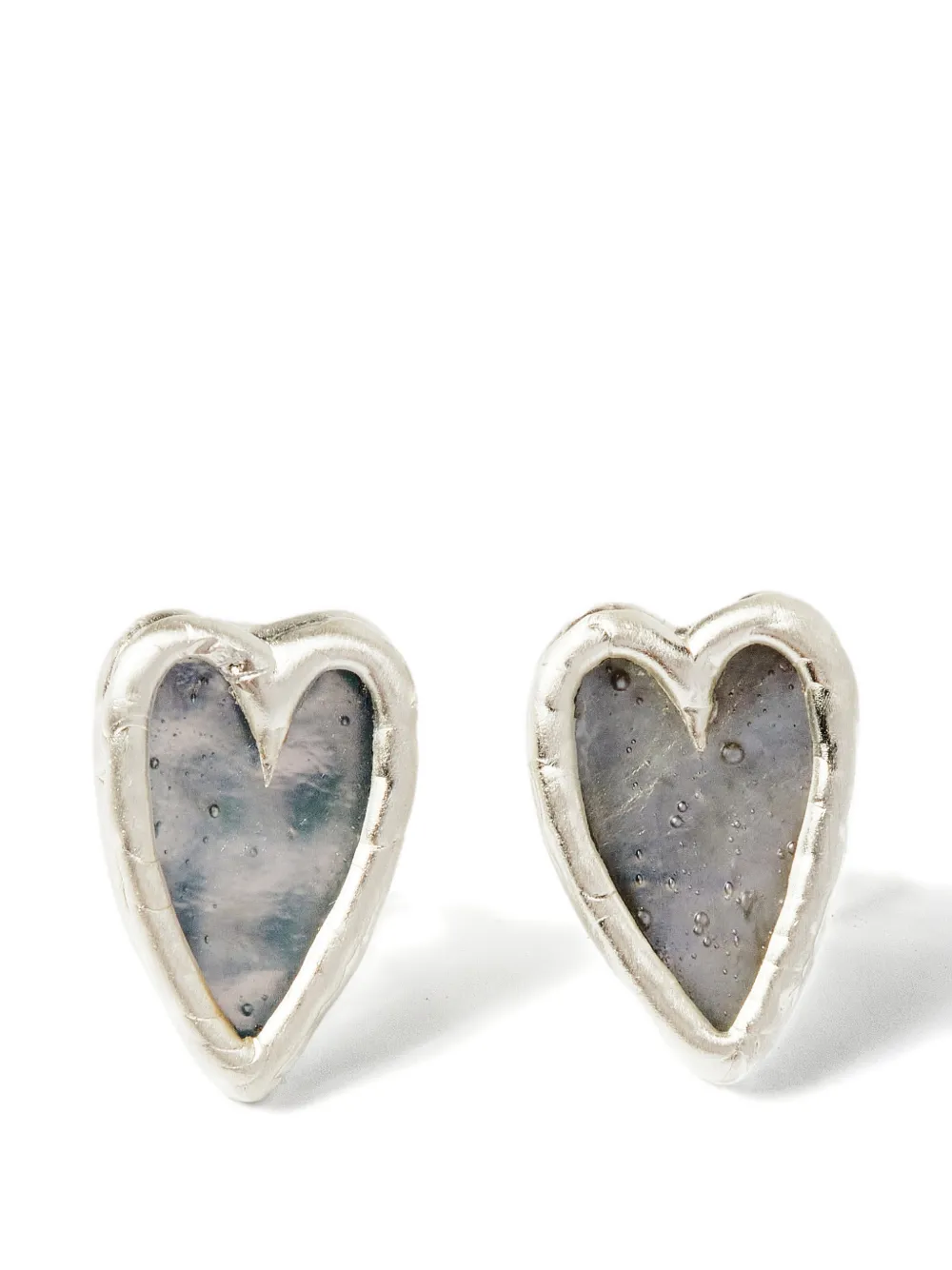 Poison Drop Lab heart stud earrings - Argento