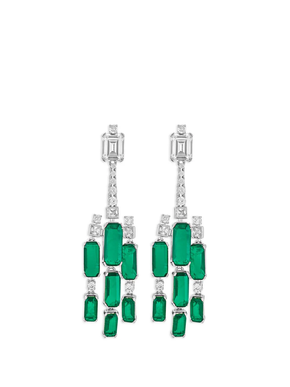 Isharya Doublet Emerald Drop Dangling Earrings In Metallic