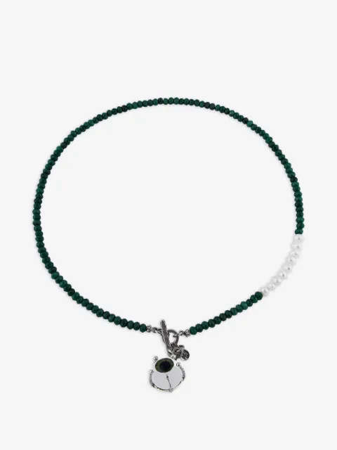 Gem Kingdom green eye beaded necklace