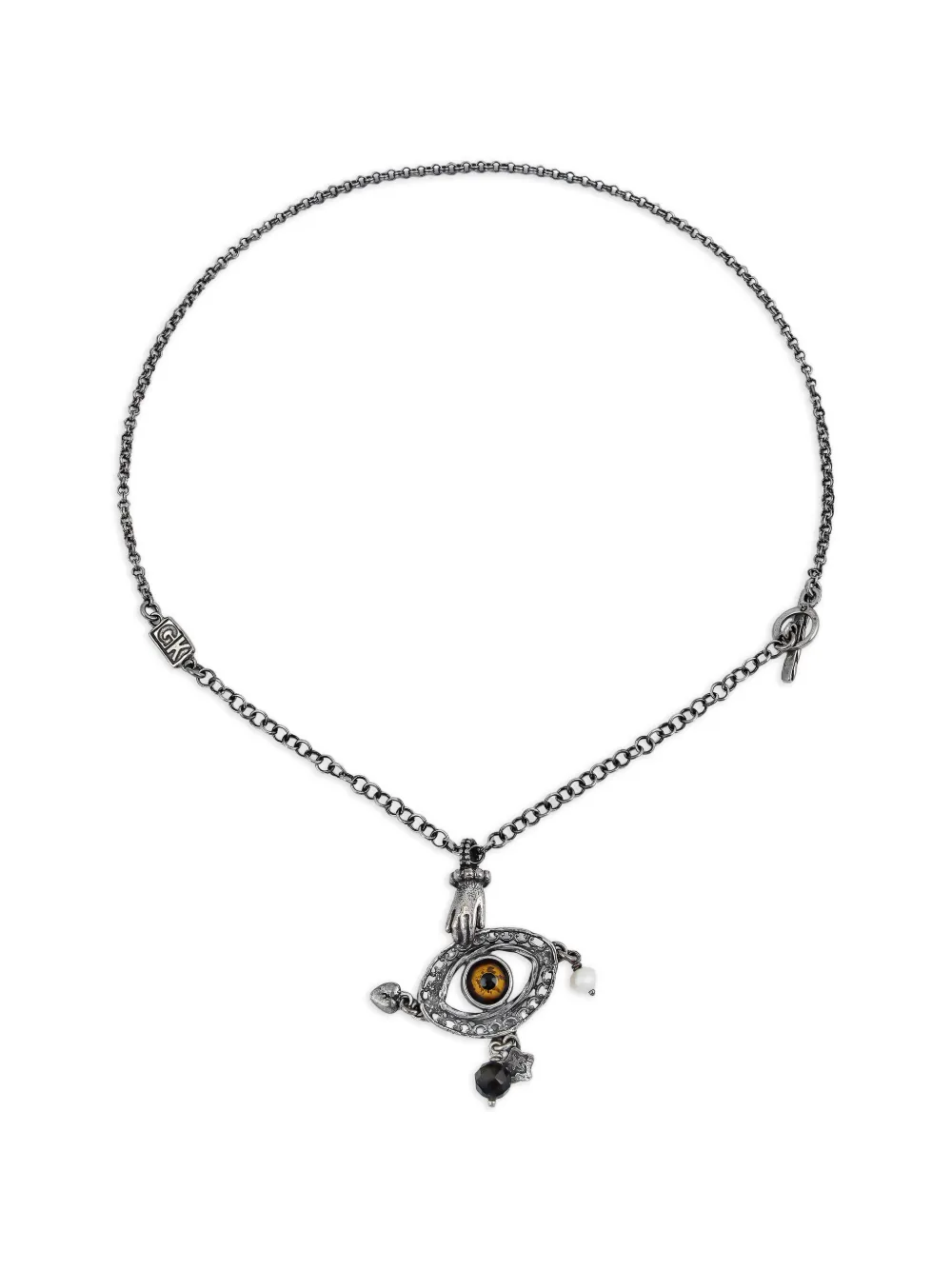 Gem Kingdom eye-pendant chain necklace - Argento