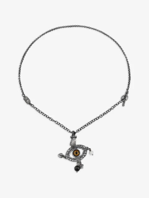 Gem Kingdom eye-pendant chain necklace