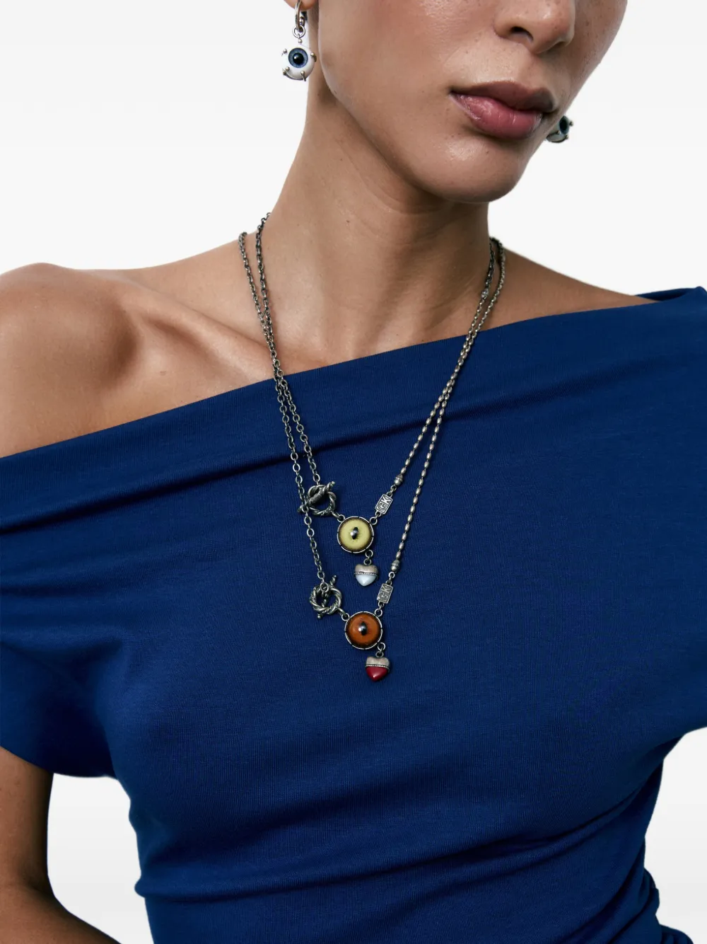 Gem Kingdom 眼睛心形吊饰项链 | 男士 | Image 2