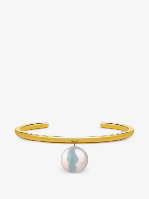 Vertigo pearl-pendant open-cuff bracelet