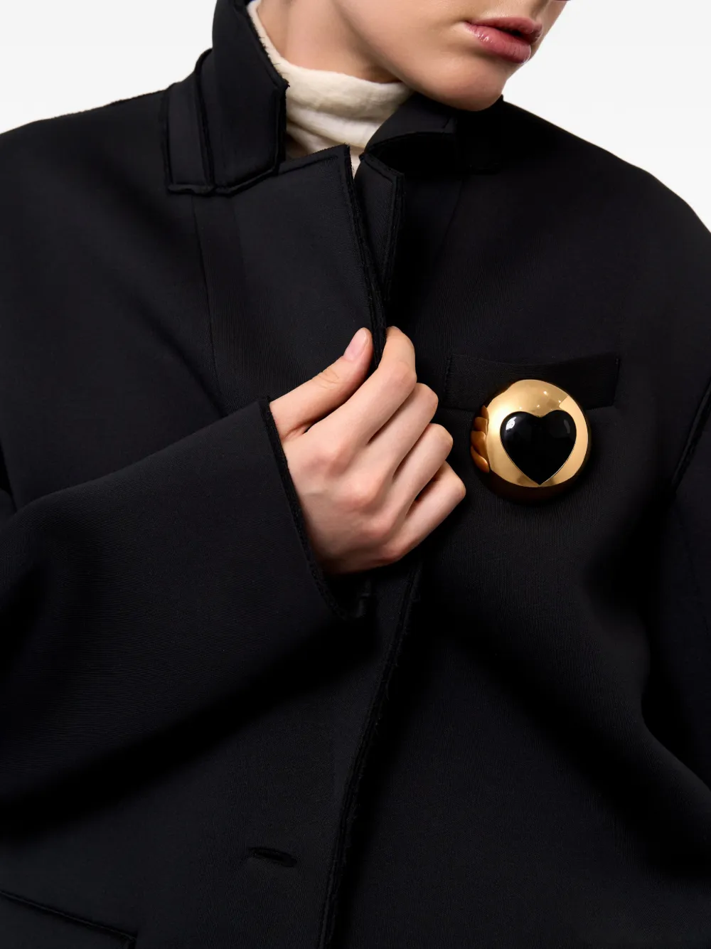 Moschino Enamel-heart Brooch In Gold