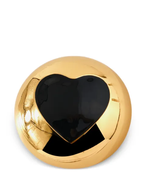 Moschino enamel-heart brooch