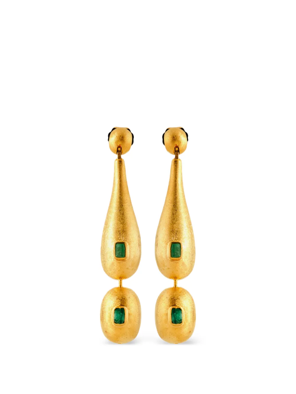 FENOMENA long gold-plated emerald earrings