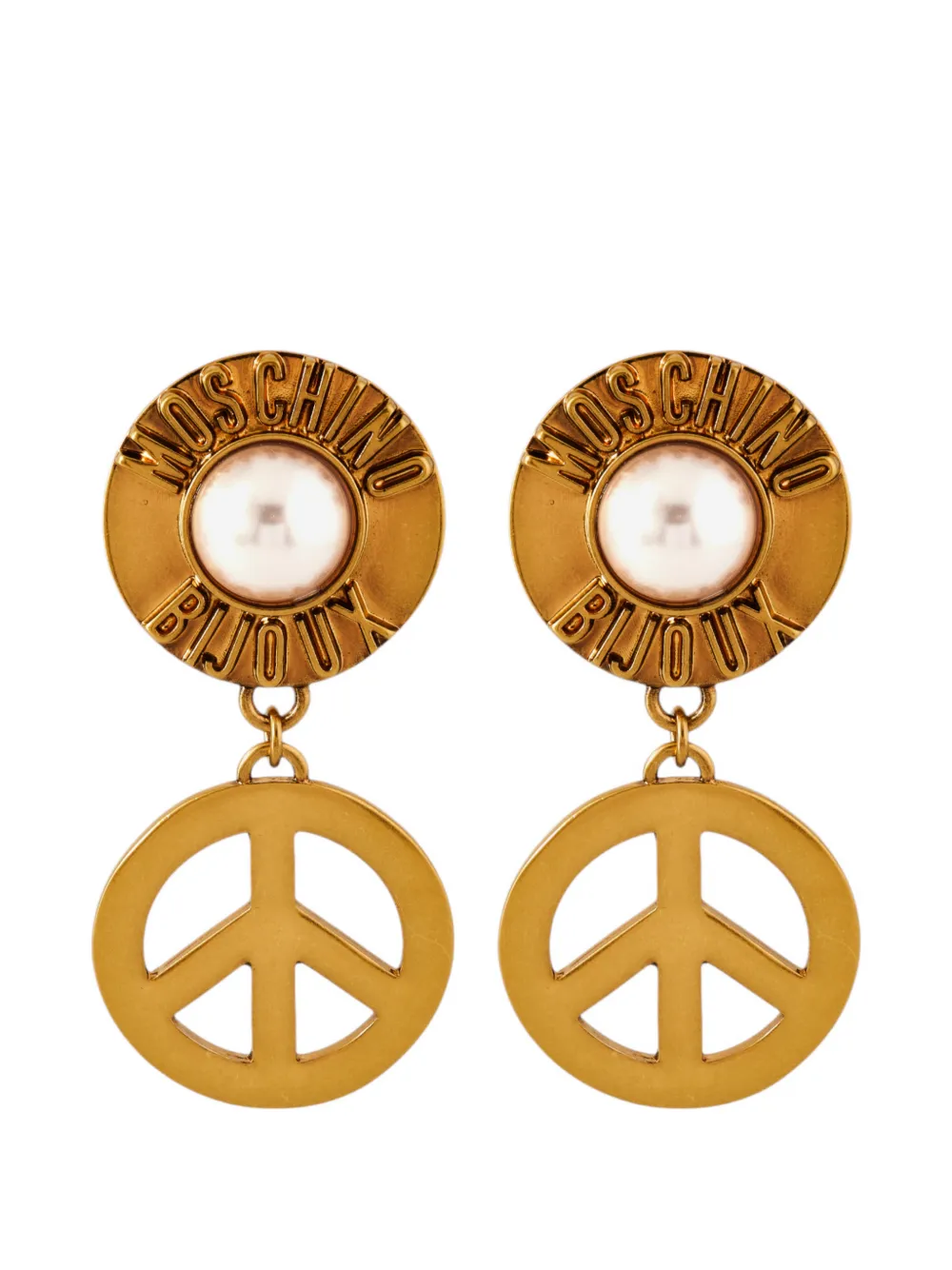 Moschino peace sign clip-on earrings - Oro