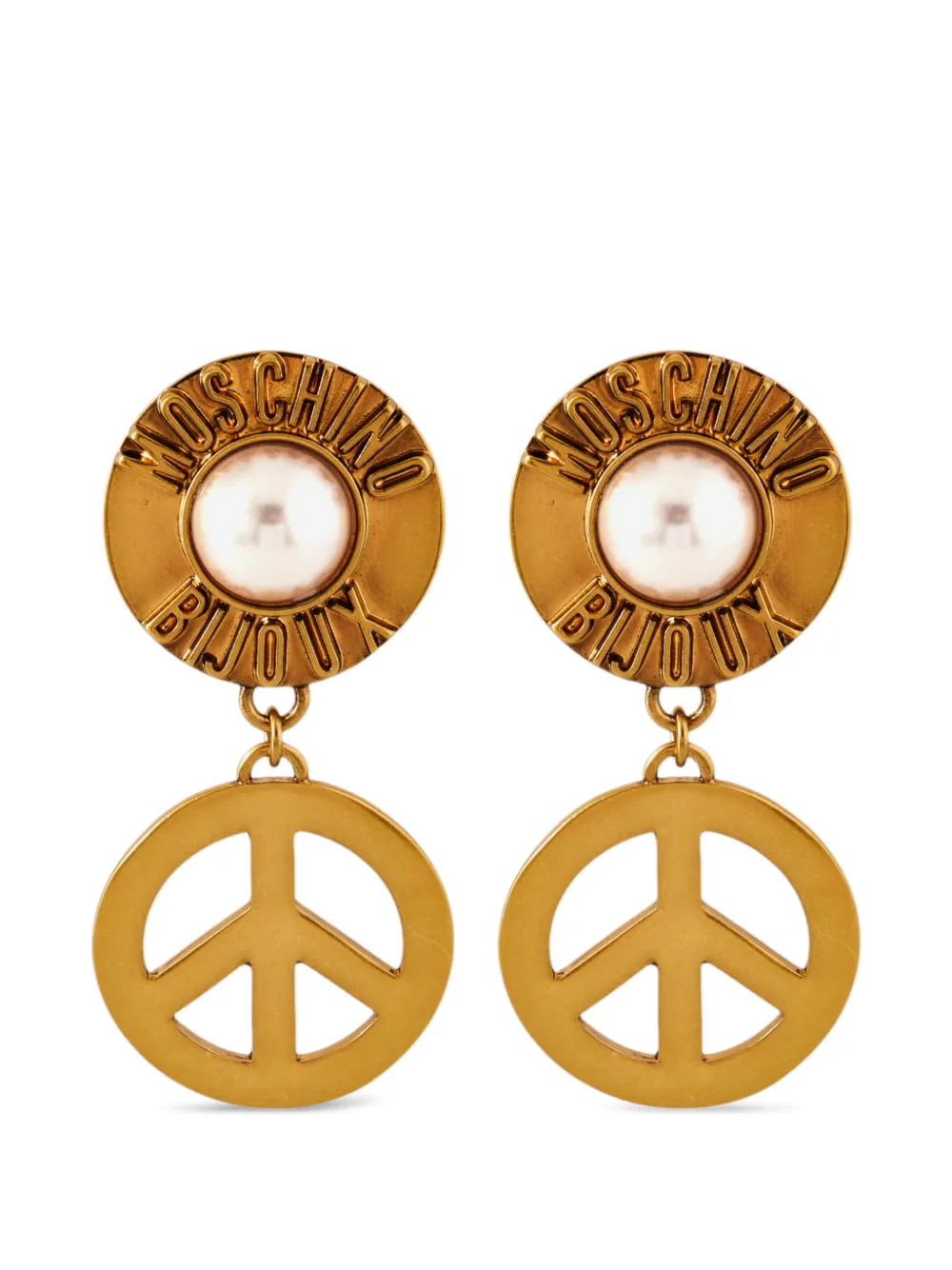 Moschino peace sign clip-on earrings - Gold