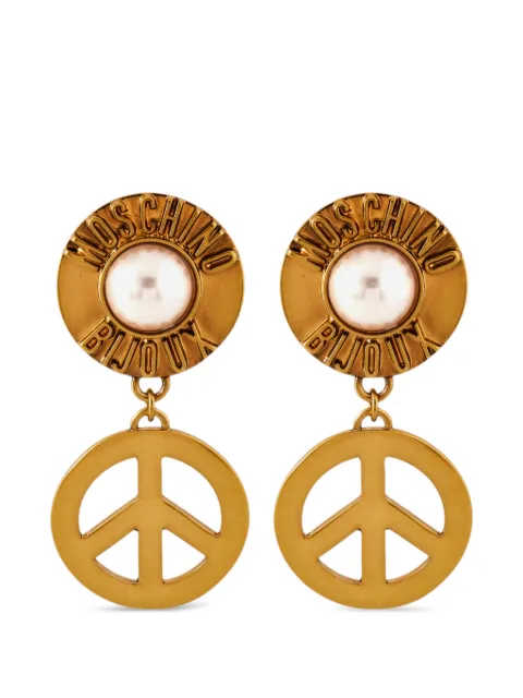 Moschino peace sign clip-on earrings