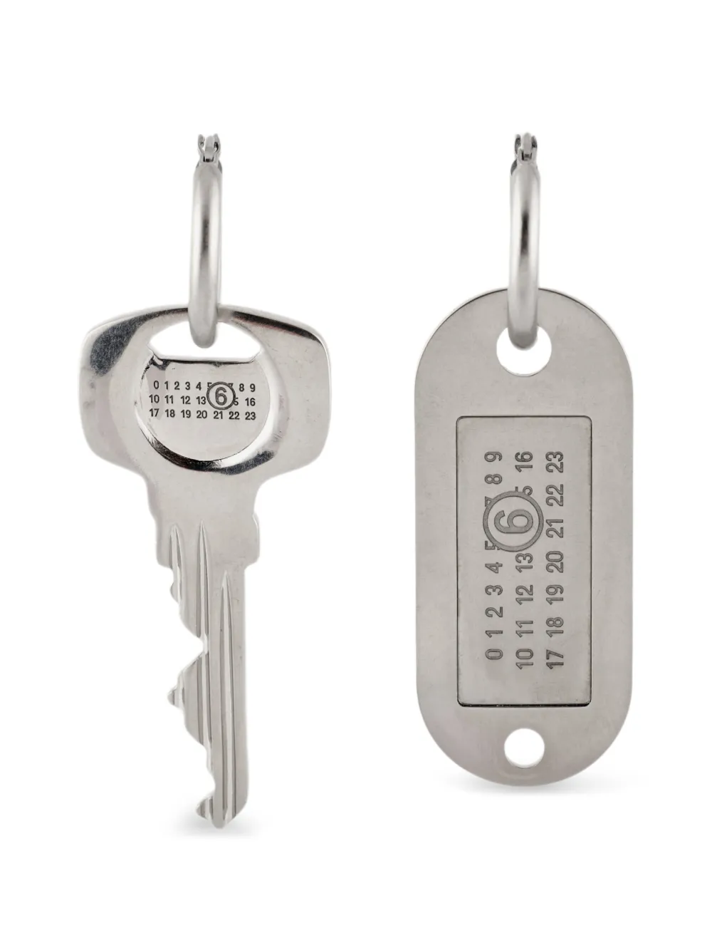 MM6 Maison Margiela asymmetrical key earrings - Argento