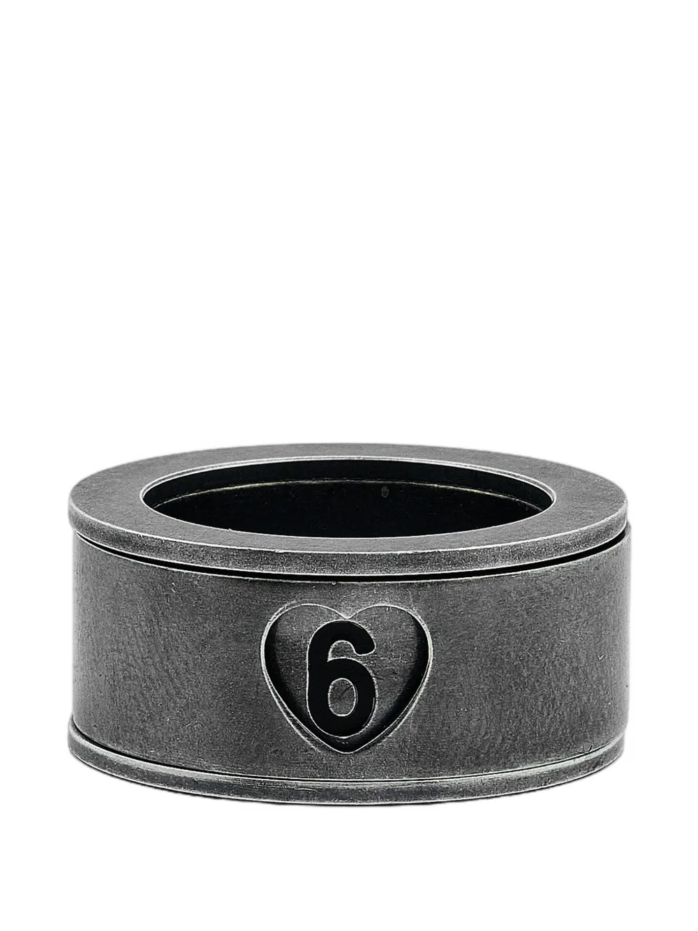 Mm6 Maison Margiela Embossed Ring In Gray