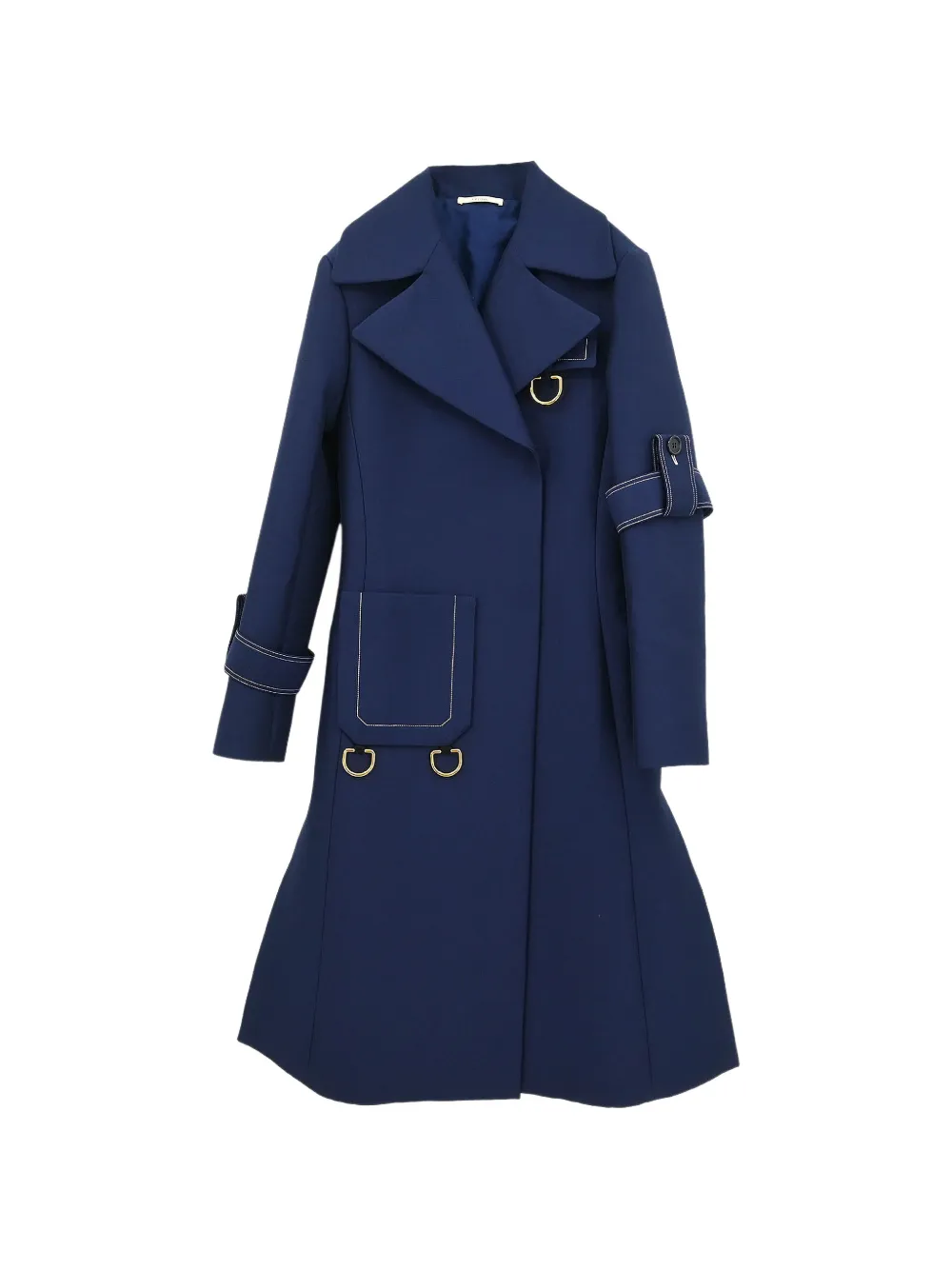 Pre-owned Celine 2010s Double-breasted Coat In Blue
