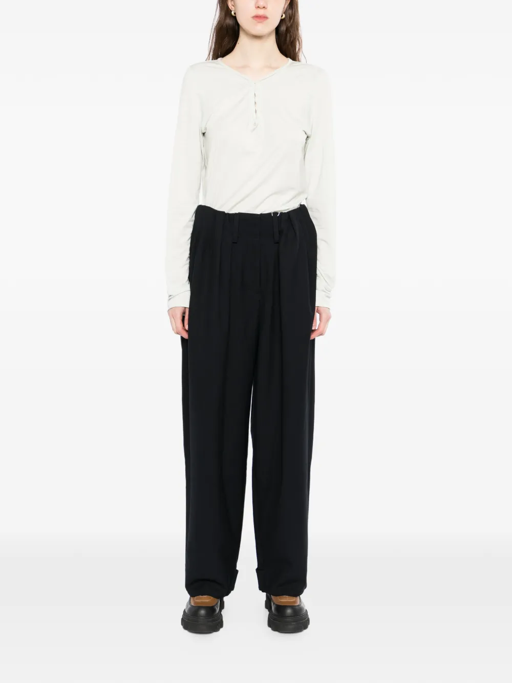  Open Yy Gathered Trousers - Black 