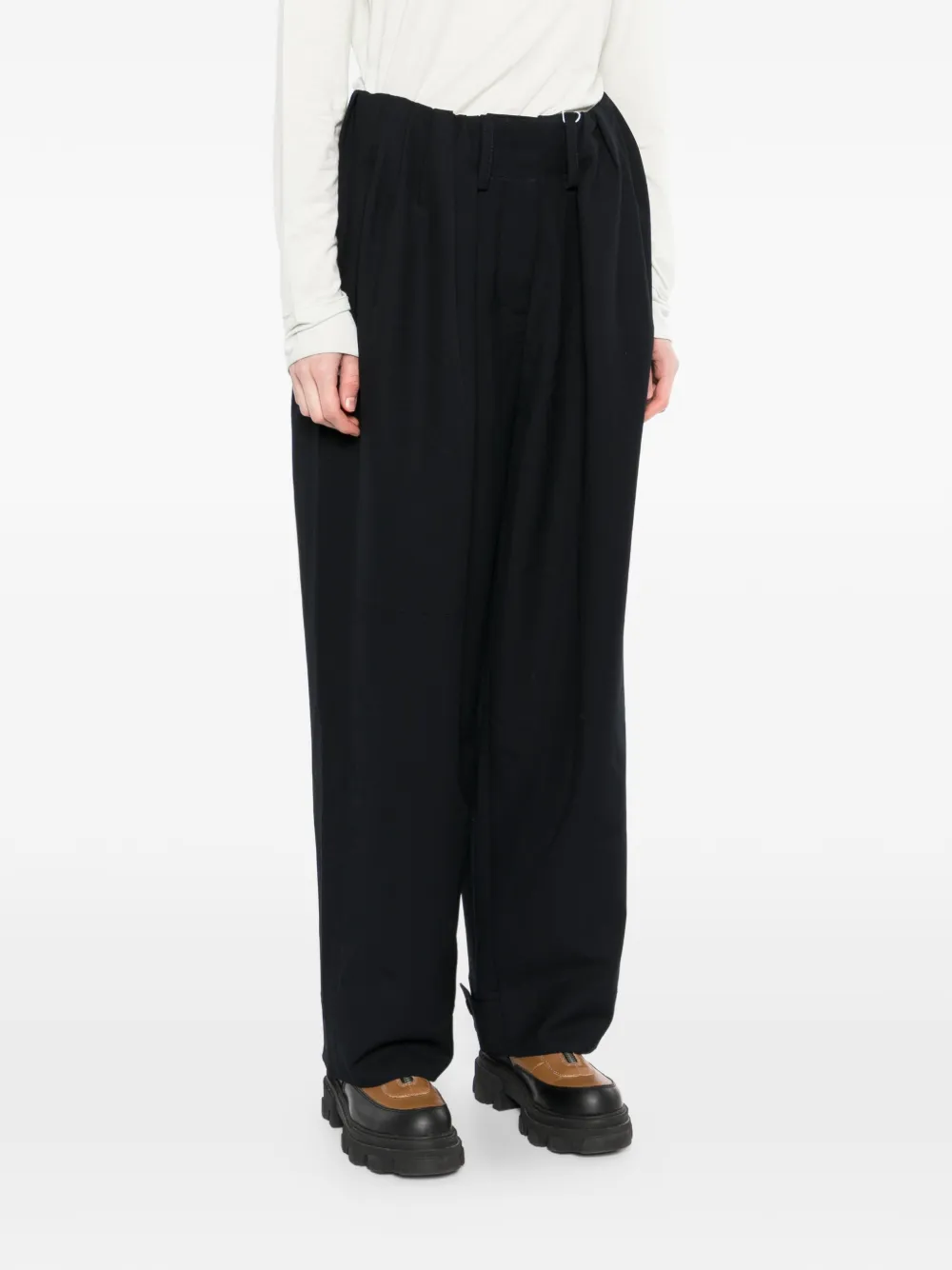  Open Yy Gathered Trousers - Black 