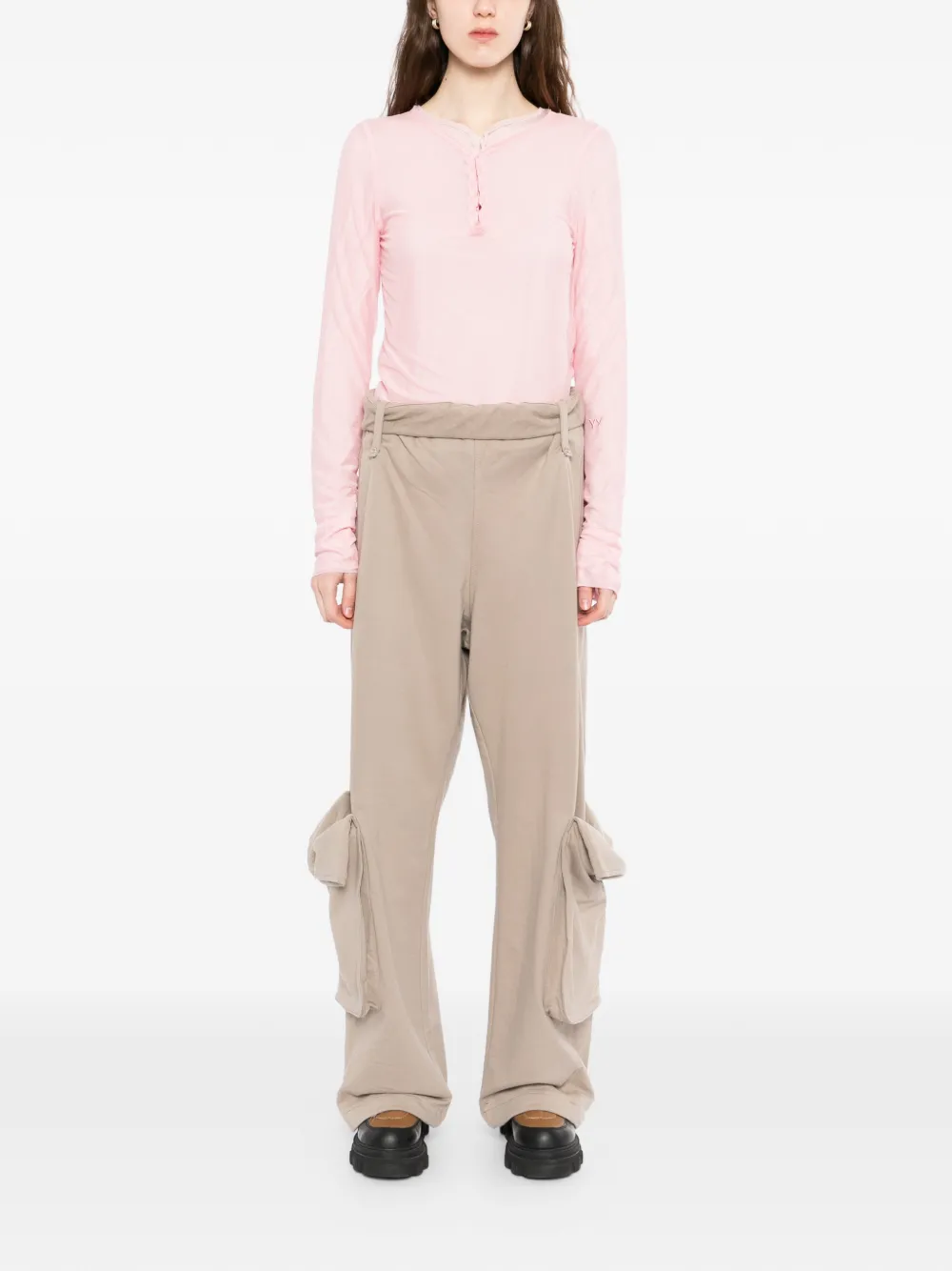  Open Yy Mesh Hooked T-shirt - Pink 