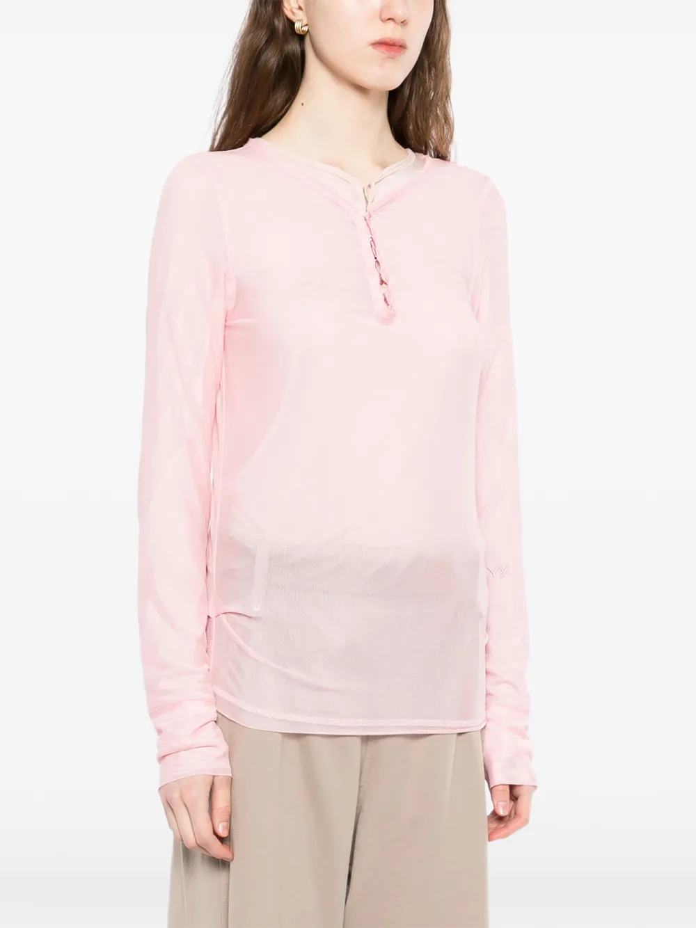 Open Yy Mesh Hooked T-shirt - Pink 